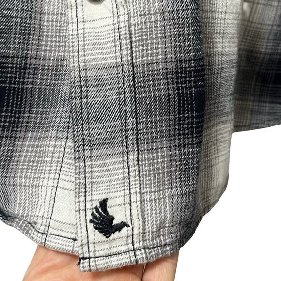 Cody James Mens Plaid Flannel Western Button Up Shirt Size L Black White Ranch - Picture 4 of 8